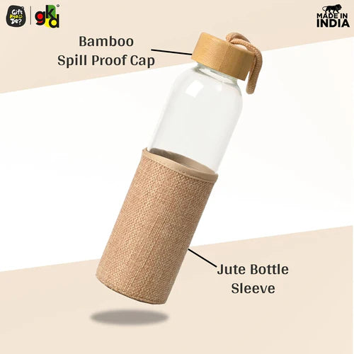 Glass Water Bottle with Bamboo Spill
