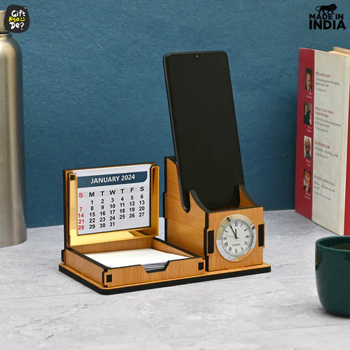 Mini Desk Organizer with Clock & Calendar