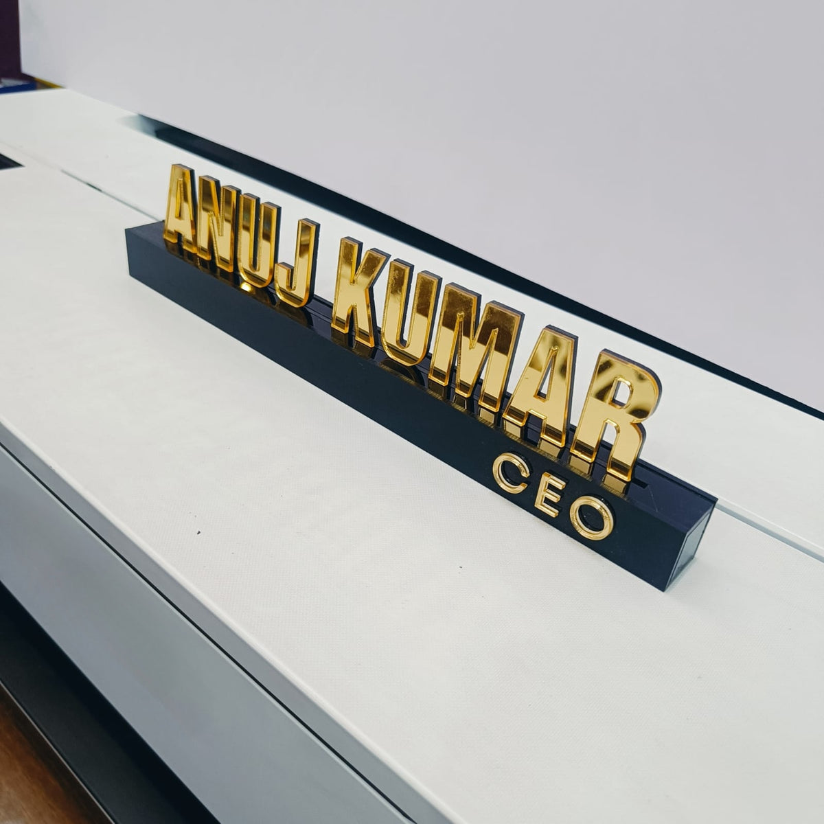 Desk Name Plate | Free Standing Acrylic Sign | Personalized Office Table Top Gift